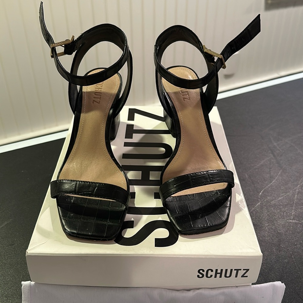 Black ankle wrap sandal